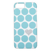 カリブので青い水玉模様の銀のグリッターのハート Case-Mate iPhoneケース (裏面)