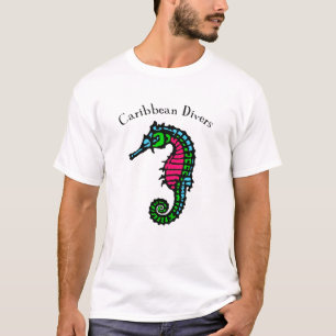 カリブのなタツノオトシゴの飛び込みのTシャツ Tシャツ