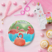 カリブのなピンクのフラミンゴの鳥の紙皿 ペーパープレート (パーティー)