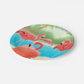 カリブのなピンクのフラミンゴの鳥の紙皿 ペーパープレート (アングル)