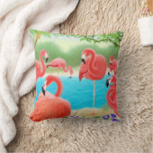 カリブのなフラミンゴの礁湖の枕 クッション (ブランケット)
