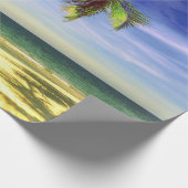 カリブのなヤシの木の熱帯島のビーチ ラッピングペーパー (角)