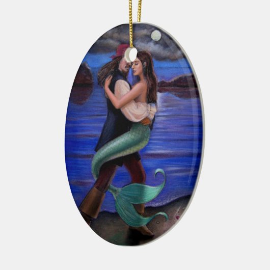 カリブのな人魚及び海賊楕円形のクリスマスのオーナメント セラミックオーナメント (左)