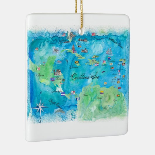 カリブのな巡航旅行ポスター地図 セラミックオーナメント (右)