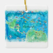 カリブのな巡航旅行ポスター地図 セラミックオーナメント (正面)