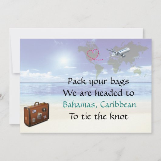 カリブのな行先の結婚式の保存日付カード セーブザデート (裏面)