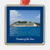 カリブのな遊航船の写真のアップロード メタルオーナメント (正面)