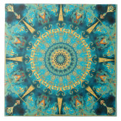 カリブのな金ゴールドの曼荼羅のセラミックタイル タイル (正面)