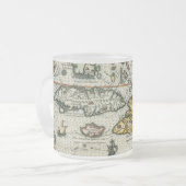 カリブのののヴィンテージの地図(1594年) フロストグラスマグカップ (正面左)