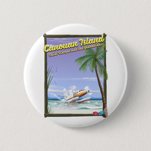 カリブのカヌア諸島パラダイスポスター。 缶バッジ (正面)