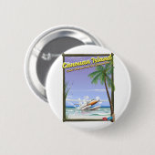 カリブのカヌア諸島パラダイスポスター。 缶バッジ (正面&裏面)