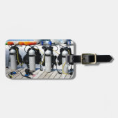 カリブのスキューバダイビングのための酸素タンク ラゲッジタグ (正面横)