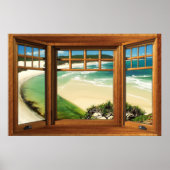 カリブのビーチ偽の窓の錯覚 ポスター (正面)