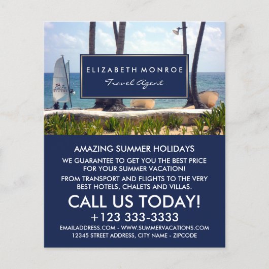 カリブのビーチ、旅行代理店の広告フライヤー チラシ (正面)