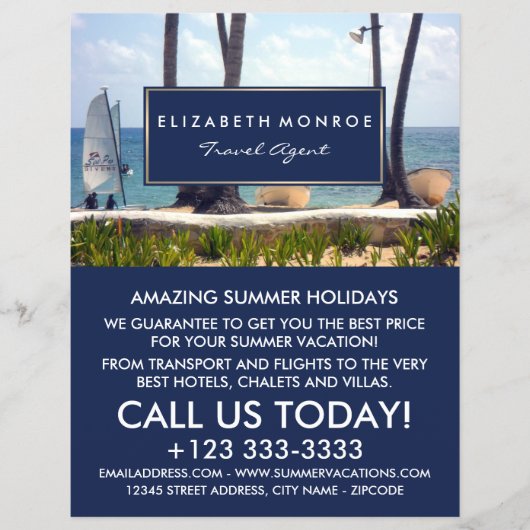 カリブのビーチ、旅行代理店の広告フライヤー チラシ (正面)