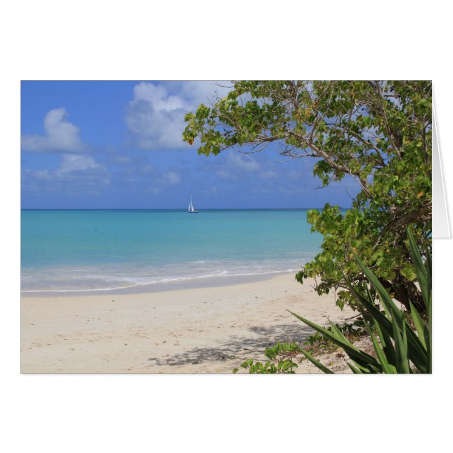 カリブのヨットが付いている空白のなカード (正面横)