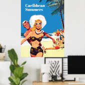 カリブの夏、面白いヴィンテージ旅行 ポスター (ホームオフィス)