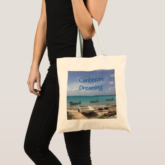 カリブの夢 ボネール島の漁船 海 トートバッグ (正面(商品))