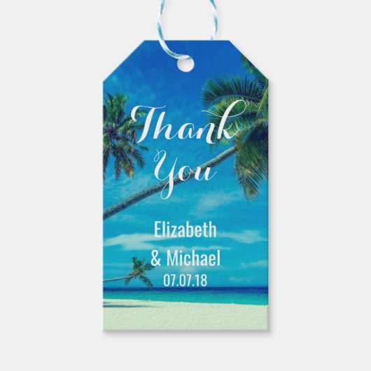 カリブの島熱帯ビーチ結婚式感謝してい ギフトタグ (正面)