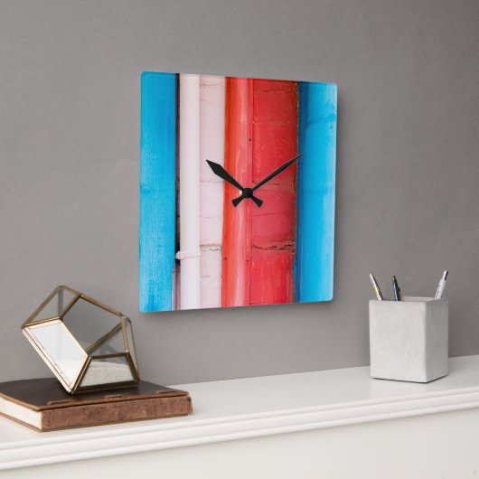 カリブの色 – 抽象芸術 スクエア壁時計 (オフィス)