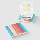 カリブの色 – 抽象芸術 ストーンコースター (横)