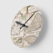 カリブの英国のコロニー、パブの地図。 によって ラウンド壁時計 (傾斜)