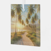 カリブの/トロピカル/ハワイアンビーチ夕日 ガラスオーナメント (正面左)