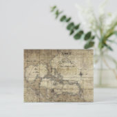 カリブの – 古いマップ ポストカード (スタンド正面)