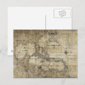 カリブの – 古いマップ ポストカード (正面/裏面)