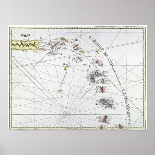 カリブの：地図， 1775 ポスター (正面)