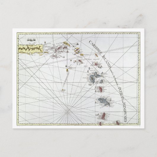 カリブの：地図， 1775 ポストカード (正面)