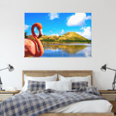 カリブのSt Kitts Triptychのフラミンゴ キャンバスプリント (インサイチュ (寝室))
