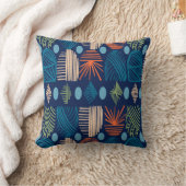 カリブのTribal Mudcloth:フェスティバルブルー、オレンジ クッション (ブランケット)