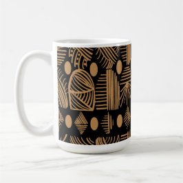 カリブのTribal Mudcloth:ブラック、金ゴールド コーヒーマグカップ