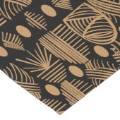 カリブのTribal Mudcloth：ブラック、金ゴールド ロングテーブルランナー (コーナー)