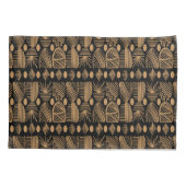 カリブのTribal Mudcloth：ブラック、金ゴールド 枕カバー (裏面)