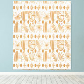 カリブのTribal Mudcloth：白、金ゴールド キャンバスプリント (インサイチュ (ウッドフロア))