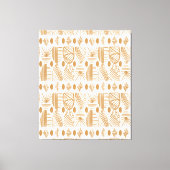 カリブのTribal Mudcloth：白、金ゴールド キャンバスプリント (正面)