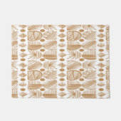 カリブのTribal Mudcloth：白、金ゴールド ドアマット (正面)