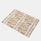 カリブのTribal Mudcloth：白、金ゴールド ドアマット (アングル)
