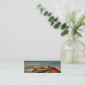 カリブは名刺カヤックを漕ぎます スキニー名刺 (スタンド正面)