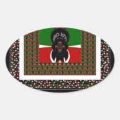 カリブケニ鮮やかヤ:国旗の色デザイン 楕円形シール (正面)