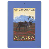 カリブー場面-アンカレッジ、アラスカ クリップボード (裏面)