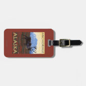 カリブー場面-アンカレッジ、アラスカ ラゲッジタグ (正面横)