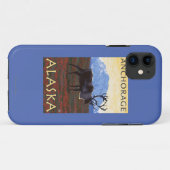 カリブー場面-アンカレッジ、アラスカ Case-Mate iPhoneケース (裏面(横))