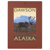 カリブー場面-ドーソン、アラスカ クリップボード (裏面)