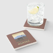 カリブー場面-フェアバンクス、アラスカ ストーンコースター (横)