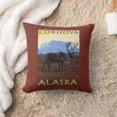 カリブー場面- Cordova、アラスカ クッション (ブランケット)