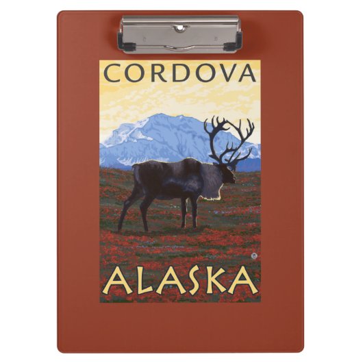 カリブー場面- Cordova、アラスカ クリップボード (正面)