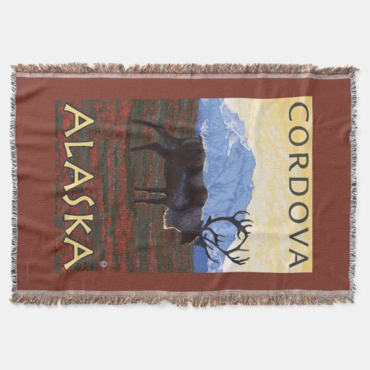 カリブー場面- Cordova、アラスカ スローブランケット (正面)
